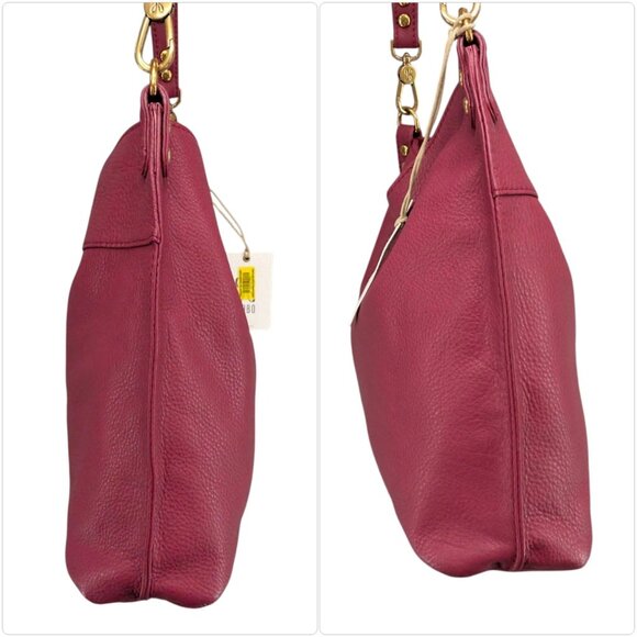 HOBO Pier Shoulder Bag Mulberry Glaze Pebbled Leather Convertible Crossbody - Picture 15 of 16